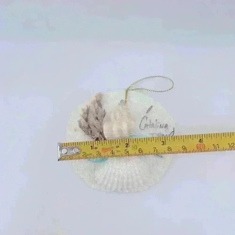 From Catalina Island sea shell Christmas ornament with teal color and glitter - Picture 6 of 7